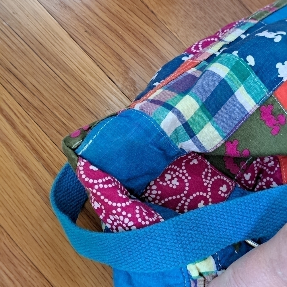 Authentic Disney Parks Backpack Madras Plaid Quilted Fabric 12" x 11" x 4" - Picture 8 of 15